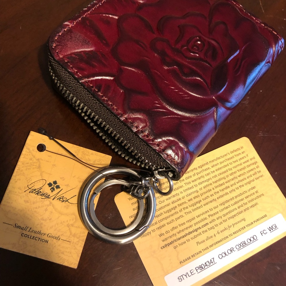 Patricia Nash Floral Embossed Leather Zip Wallet with Keyring